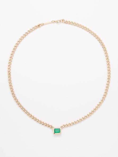 Zo Chicco - Emerald & 14kt Gold Necklace - Womens - Green Multi