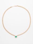 Zo Chicco - Emerald & 14kt Gold Necklace - Womens - Green Multi