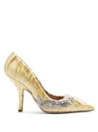 Paciotti By Midnight Crystal-embellished Ruched Satin Pump