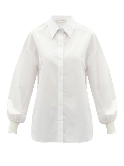 Ladies Rtw Alexander Mcqueen - Balloon-sleeve Cotton-poplin Shirt - Womens - White