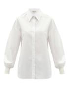 Ladies Rtw Alexander Mcqueen - Balloon-sleeve Cotton-poplin Shirt - Womens - White