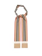Matchesfashion.com Burberry - Icon Stripe Print Silk Skinny Scarf - Mens - Beige Multi