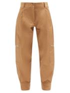 Jw Anderson - Pleated Cotton Cavalry-twill Cargo Trousers - Womens - Camel