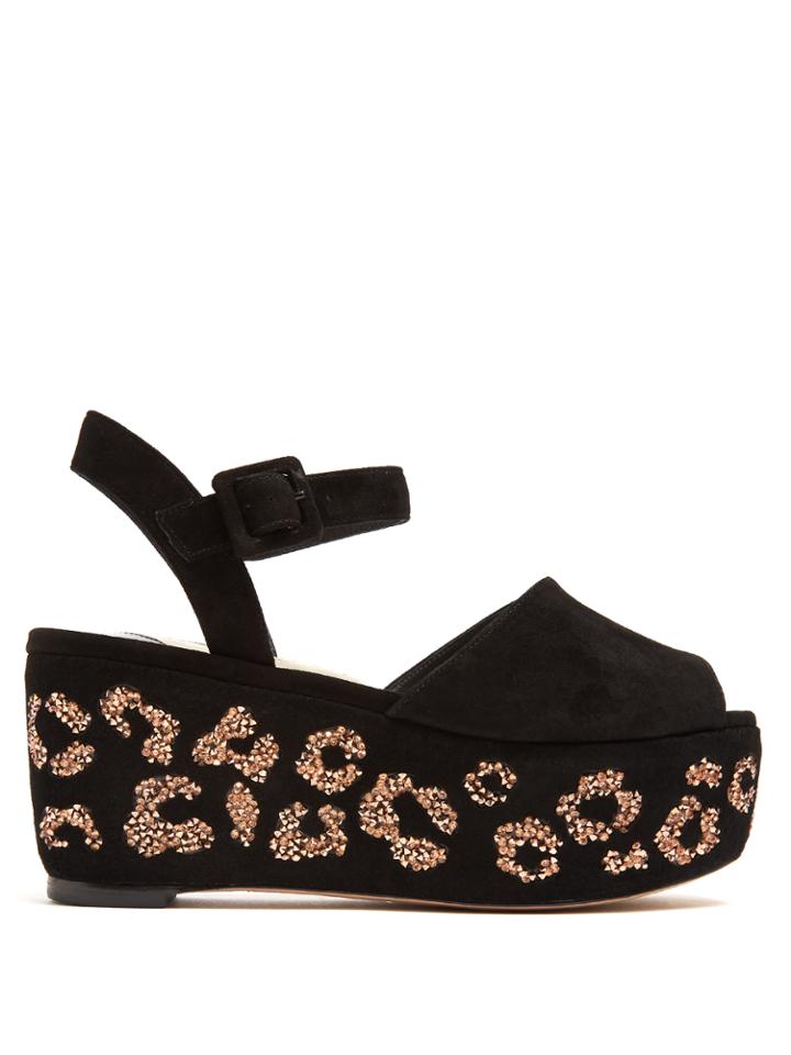 Sophia Webster Suki Crystal-embellished Suede Flatform Sandals
