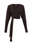 Matchesfashion.com Norma Kamali - Dolman-sleeve Stretch-jersey Wrap Top - Womens - Black