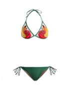Matchesfashion.com Adriana Degreas - X Charlotte Olympia Tutti Frutti Appliqu Bikini - Womens - Green Multi