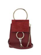 Matchesfashion.com Chlo - Faye Mini Suede Panel Leather Cross Body Bag - Womens - Burgundy