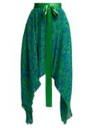 Matchesfashion.com Preen By Thornton Bregazzi - Maria Pleated Georgette Midi Skirt - Womens - Green Multi