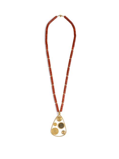Matchesfashion.com Joelle Kharrat - Moneta Turquoise And Gold Plated Necklace - Womens - Pink