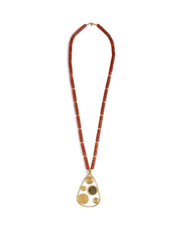 Matchesfashion.com Joelle Kharrat - Moneta Turquoise And Gold Plated Necklace - Womens - Pink