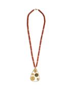 Matchesfashion.com Joelle Kharrat - Moneta Turquoise And Gold Plated Necklace - Womens - Pink