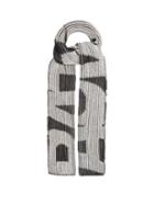 Balenciaga - Logo-intarsia Ribbed-wool Scarf - Womens - Black White