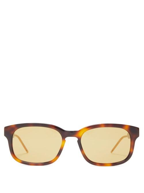 Mens Eyewear Gucci - Rectangular Acetate Sunglasses - Mens - Tortoiseshell