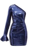 David Koma - One-shoulder Sequinned Mini Dress - Womens - Blue