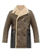 Matchesfashion.com Aldo Maria Camillo - Double Breasted Shearling Lined Leather Peacoat - Mens - Brown