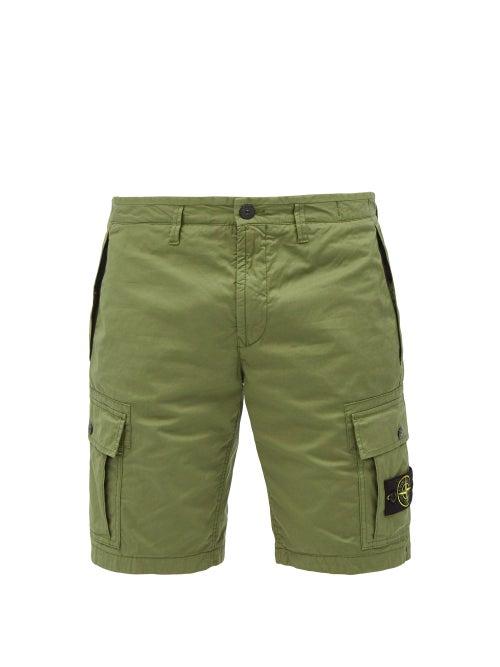 Stone Island - Logo-patch Cotton-blend Cargo Shorts - Mens - Green