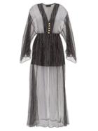 Matchesfashion.com Dundas - Lam-striped Silk-blend Chiffon Dress - Womens - Black