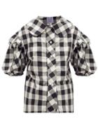 Matchesfashion.com Thierry Colson - Vanina Ruffled Checked Cotton-blend Poplin Shirt - Womens - Black White