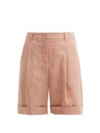 Matchesfashion.com White Story - Janice Linen Shorts - Womens - Light Pink