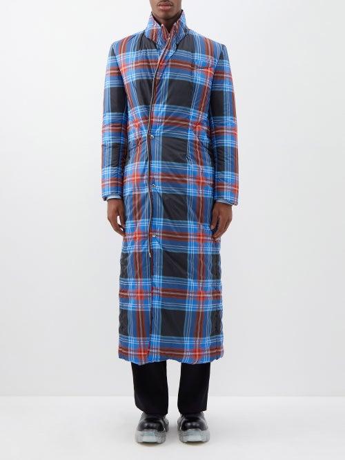 Charles Jeffrey Loverboy - Tartan Padded Recycled-fibre Overcoat - Mens - Blue Check