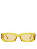 The Attico - X Linda Farrow Mini Marfa Rectangle Sunglasses - Womens - Mustard