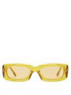 The Attico - X Linda Farrow Mini Marfa Rectangle Sunglasses - Womens - Mustard