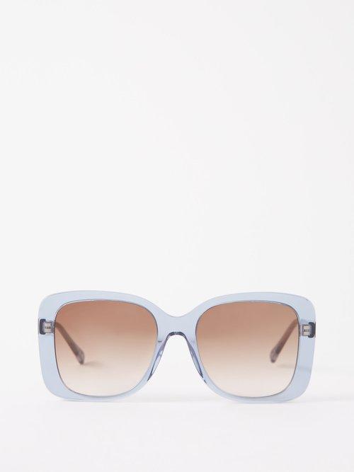 Chlo Eyewear - Xena Oversized Square-frame Acetate Sunglasses - Womens - Blue Multi