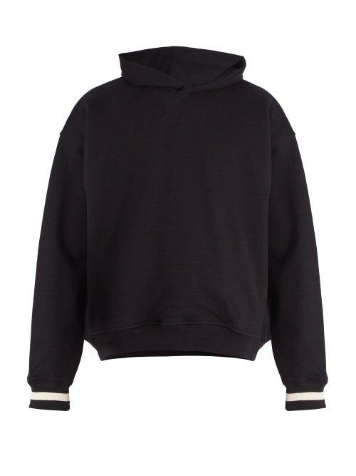 Matchesfashion.com Fear Of God - Striped Cuff Cotton Hooded Sweatshirt - Mens - Black