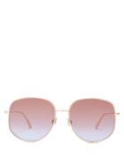 Matchesfashion.com Dior Eyewear - Diorbydior Chain Edge Square Metal Sunglasses - Womens - Blue Gold