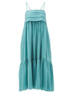Matchesfashion.com Loup Charmant - Iliana Tie-back Organic-cotton Midi Dress - Womens - Blue