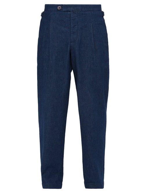 Matchesfashion.com King & Tuckfield - High Rise Cotton Chambray Trousers - Mens - Indigo