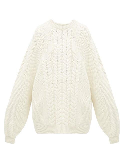 Matchesfashion.com Raey - Oversized Contrast Panel Wool Blend Sweater - Womens - Cream