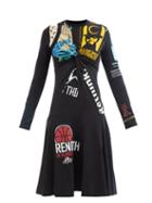Marine Serre - Upcycled Patchwork Cotton-jersey Midi Dress - Womens - Black Multi
