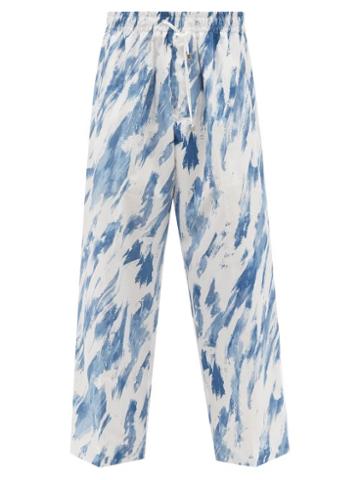 Umitxfrs - Jeff Brushstroke-print Cotton Pyjama Trousers - Mens - Blue White