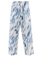 Umitxfrs - Jeff Brushstroke-print Cotton Pyjama Trousers - Mens - Blue White