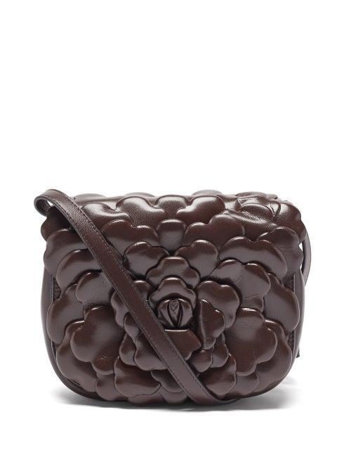 Matchesfashion.com Valentino Garavani - Atelier Petal-effect Leather Cross-body Bag - Womens - Dark Brown