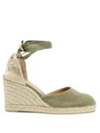 Ladies Shoes Castaer - Carina 80 Canvas & Jute Espadrille Wedges - Womens - Khaki