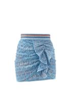 Matchesfashion.com Missoni Mare - Ruched Metallic Mini Skirt - Womens - Blue Multi
