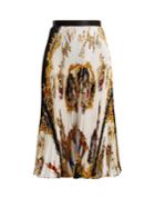 Versace Native Americans-print Pleated Silk-twill Skirt