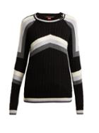 Matchesfashion.com Perfect Moment - Tignes Striped Cable Knit Wool Sweater - Womens - Black Multi
