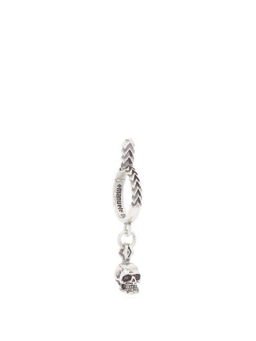 Matchesfashion.com Emanuele Bicocchi - Skull Sterling-silver Hoop Single Earring - Mens - Silver