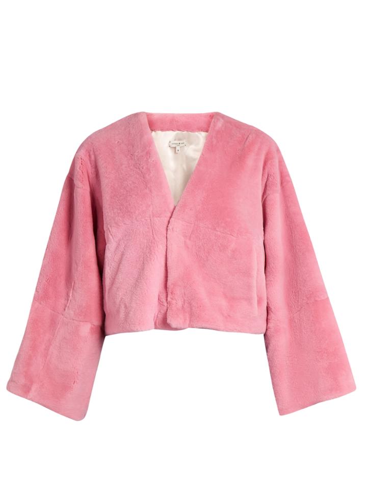 Natasha Zinko Bird-intarsia Cropped Fur Jacket