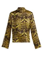 Matchesfashion.com Aries - Tiger Print High Neck Satin Top - Womens - Black Multi