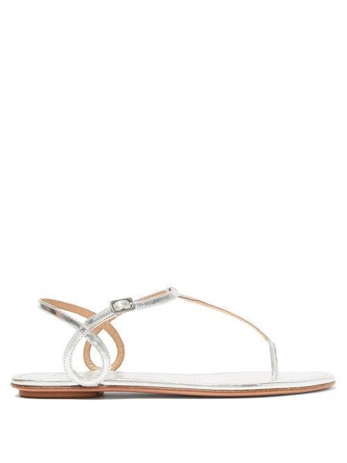 Matchesfashion.com Aquazzura - Almost Bare Metallic-leather Sandals - Womens - Silver