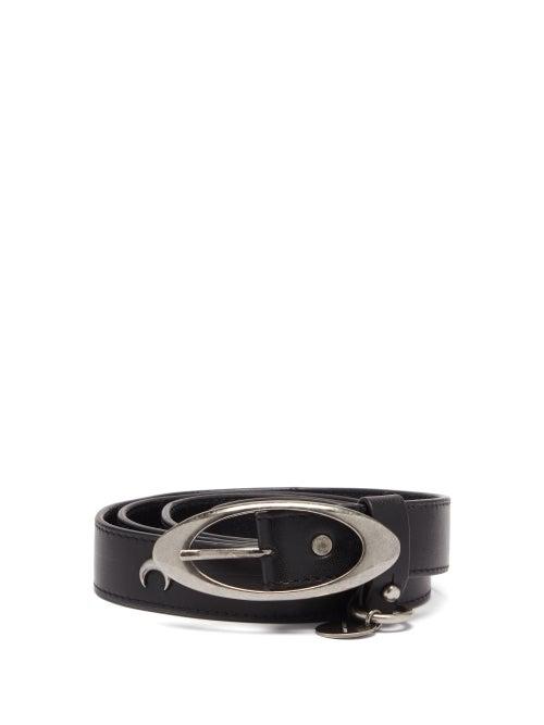 Matchesfashion.com Marine Serre - Moon-stud Slim Leather Belt - Mens - Black