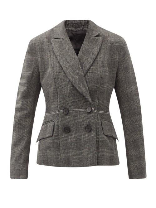 Matchesfashion.com Ssone - Lyre Prince Of Wales-check Wool Suit Jacket - Womens - Grey