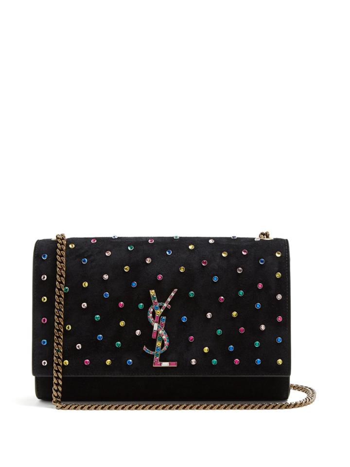 Saint Laurent Kate Crystal-embellished Suede Cross-body Bag