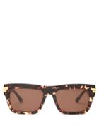 Matchesfashion.com Bottega Veneta - Rectangle Tortoiseshell-acetate Sunglasses - Womens - Tortoiseshell