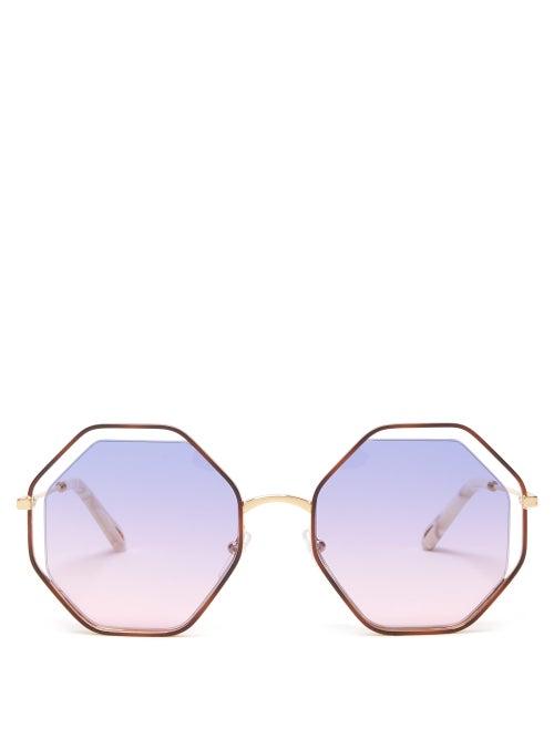 Matchesfashion.com Chlo - Poppy Octagonal Sunglasses - Womens - Purple