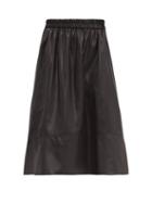 Matchesfashion.com Tibi - Liquid Drape Faux Leather Skirt - Womens - Black